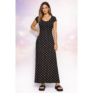 Vintage Y2K Gen X Brand Slinky Floral Cap Sleeve Club Sexy Stretchy Dress, Med